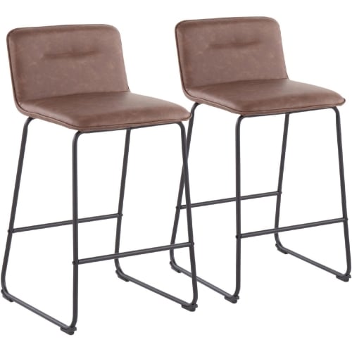 Casper 26" Counter Stool in Espresso Leatherette & Black Metal (Set of 2)